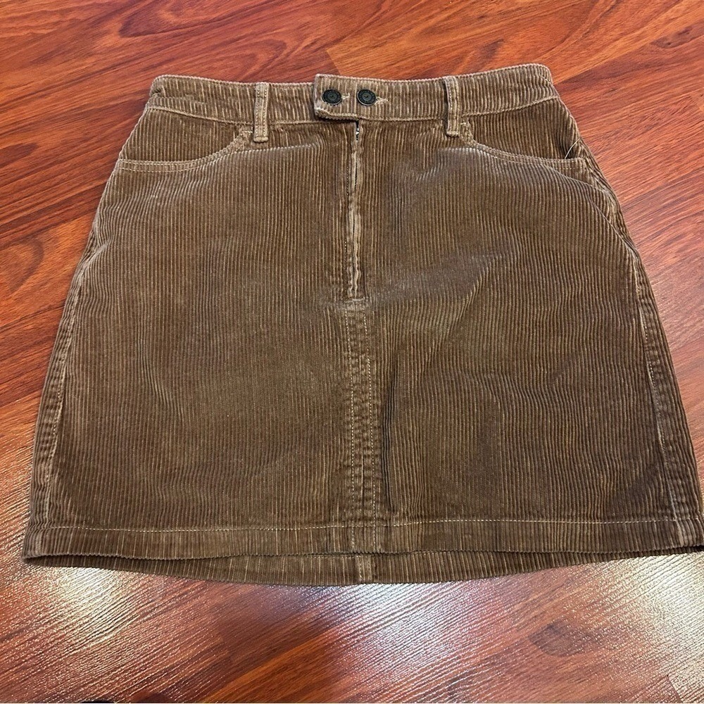 Hollister High-Rise Brown Corduroy Mini Skirt Size 7 Cotton 4-Pocket - Picture 2 of 6